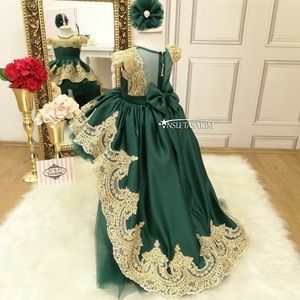 Emerald and Gold Toddler GOWN..For special occasions .